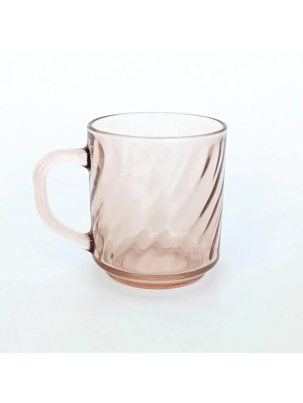Rosaline Pink Swirl Optic Glass Mugs - Cristal D'Arques Durand